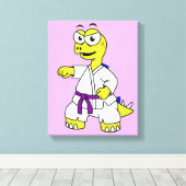 Illustratie van een stegosaurus die karate beoefen canvas afdruk (Insitu (Houten vloer))