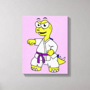 Illustratie van een stegosaurus die karate beoefen canvas afdruk