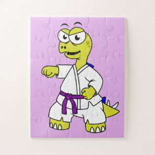 Illustratie van een stegosaurus die karate beoefen legpuzzel
