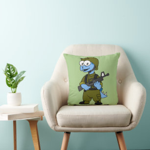 Illustratie van een Stegosaurus soldaat. Kussen