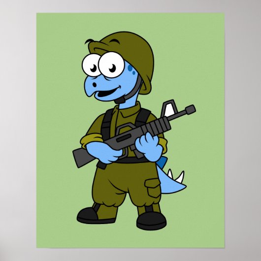 Illustratie van een Stegosaurus soldaat. Poster (Voorkant)