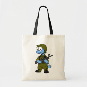 Illustratie van een Stegosaurus soldaat. Tote Bag