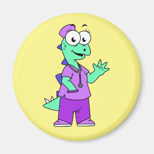 Illustratie van een Stegosaurus verpleegster. Magneet