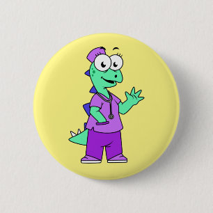 Illustratie van een Stegosaurus verpleegster. Ronde Button 5,7 Cm