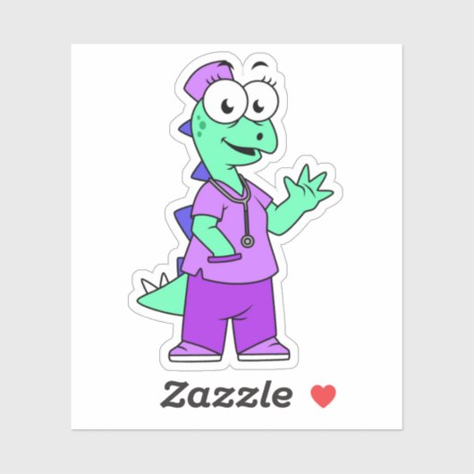 Illustratie van een Stegosaurus verpleegster. Sticker (Vel)