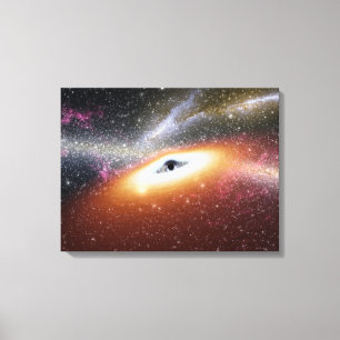 Illustratie van een superzwaar zwart gat canvas afdruk