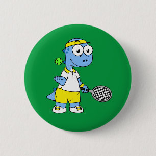 Illustratie van een tennisser van Tyrannosaurus re Ronde Button 5,7 Cm