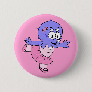Illustratie van een Triceratops balletdanser. Ronde Button 5,7 Cm