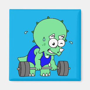 Illustratie van een Triceratops die gewichten opti Magneet