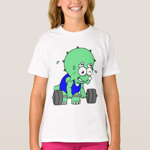 Illustratie van een Triceratops die gewichten opti T-shirt