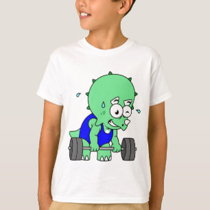 Illustratie van een Triceratops die gewichten opti T-shirt