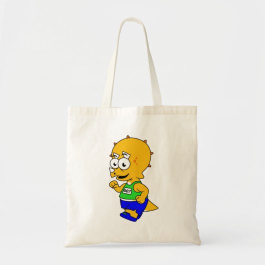 Illustratie van een Triceratops-loper. Tote Bag (Voorkant)