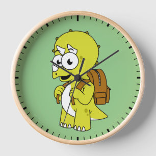 Illustratie van een Triceratops met rugzak.