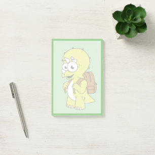 Illustratie van een Triceratops met rugzak. Post-it® Notes