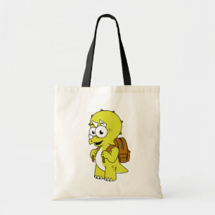Illustratie van een Triceratops met rugzak. Tote Bag