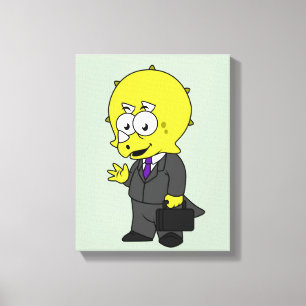 Illustratie van een Triceratops zakenman. Canvas Afdruk