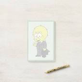 Illustratie van een Triceratops zakenman. Post-it® Notes (Op bureau)