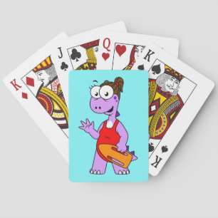 Illustratie van een Tyrannosaurus rex badmeester. Pokerkaarten