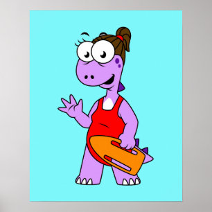 Illustratie van een Tyrannosaurus rex badmeester. Poster