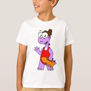 Illustratie van een Tyrannosaurus rex badmeester. T-shirt