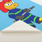 Illustratie van een Tyrannosaurus Rex brandweerman Sherpa Deken (3/4)