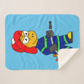 Illustratie van een Tyrannosaurus Rex brandweerman Sherpa Deken (Voorkant (horizontaal))