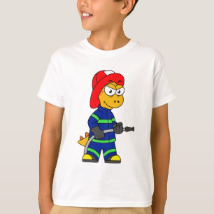 Illustratie van een Tyrannosaurus Rex brandweerman T-shirt