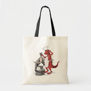 Illustratie van een Tyrannosaurus Rex kok koken. Tote Bag