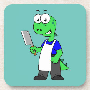 Illustratie van een Tyrannosaurus rex slager. Bier Onderzetter