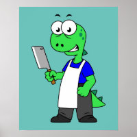 Illustratie van een Tyrannosaurus rex slager.
