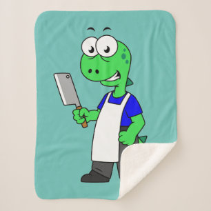 Illustratie van een Tyrannosaurus rex slager. Sherpa Deken