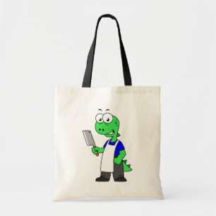 Illustratie van een Tyrannosaurus rex slager. Tote Bag