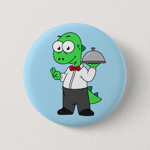 Illustratie van een Tyrannosaurus rex voedselkelne Ronde Button 5,7 Cm