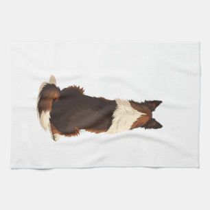 Illustratie van een vintage Border Collie van acht Theedoek