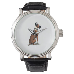 Illustratie van een vintage boxerhond van achteren horloge
