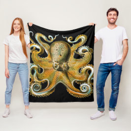Illustratie van een vintage gouden octopus fleece deken