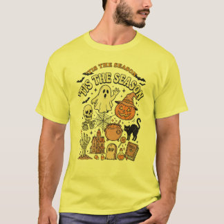 Illustratie van een vintage Halloween-vergadering T-shirt