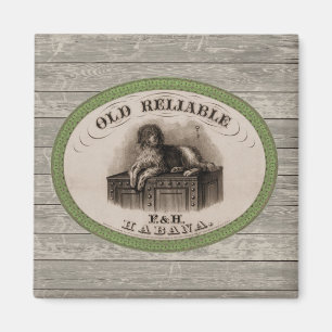 Illustratie van een vintage hond op sigarettenlabe magneet