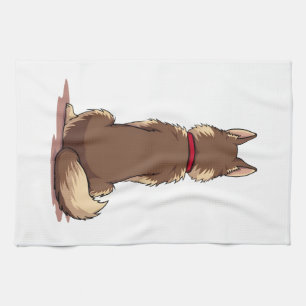 Illustratie van een vintage husky-hond van achtere theedoek