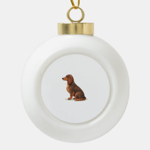 Illustratie van een vintage langharige dachshond a keramische bal ornament