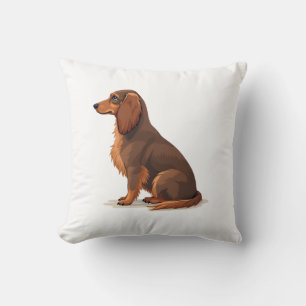 Illustratie van een vintage langharige dachshond a kussen