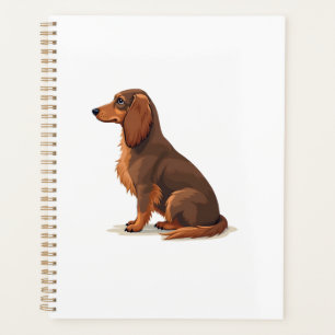 Illustratie van een vintage langharige teckel acht planner