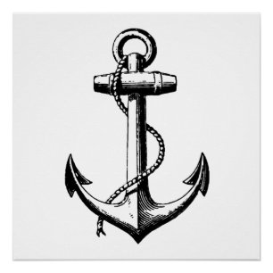 Illustratie van een vintage scheepsanker perfect poster