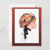 illustratie van een vrouw in een Turban Briefkaart (Voorkant / Achterkant)