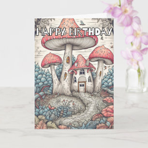 Illustratie van een wild abstract paddenstoelenbos kaart