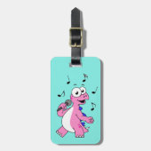 Illustratie van een zingende stegosaurus. bagagelabel (Voorkant verticaal)