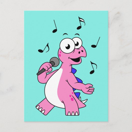 Illustratie van een zingende stegosaurus. briefkaart (Voorkant)