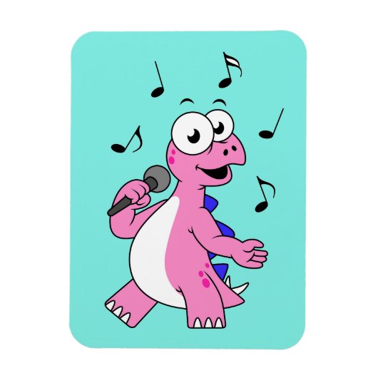 Illustratie van een zingende stegosaurus. magneet (Verticaal)