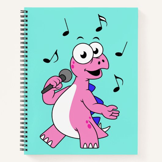 Illustratie van een zingende stegosaurus. notitieboek (Voorkant)