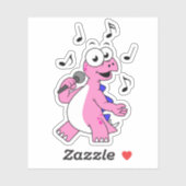 Illustratie van een zingende stegosaurus. sticker (Vel)
